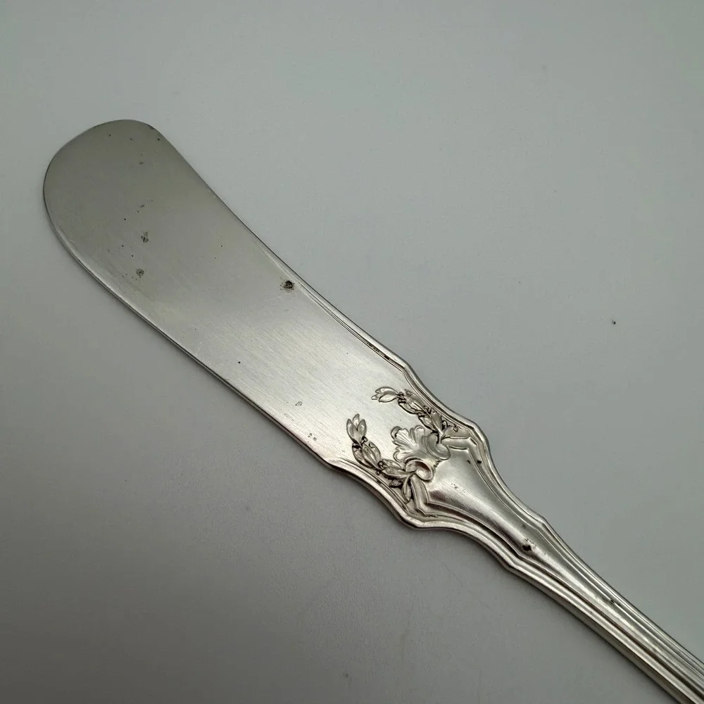 1835 R Wallace‎ Troy Silverplate Flat Butter Spreader Pat Vintage